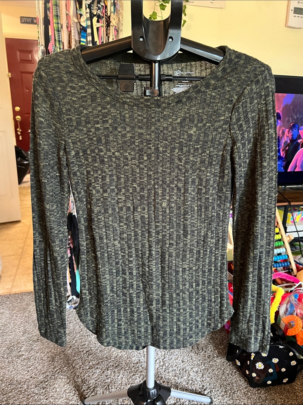 No Boundaries Olive Green Ribbed Long Sleeve Top